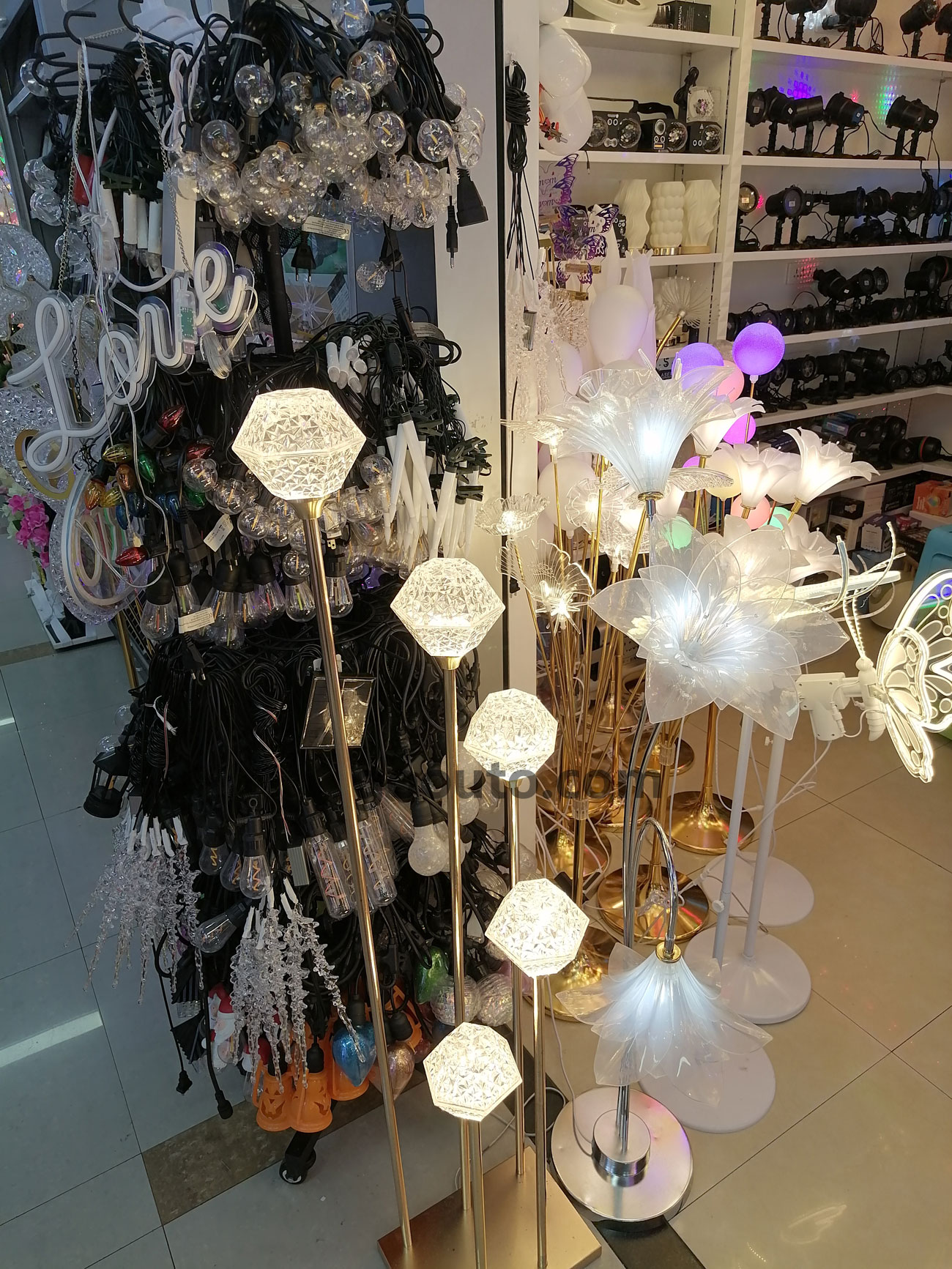GS-007 Metal K9 Crystal Hexagonal 5-Tier Floor Lamp Set Wholesale