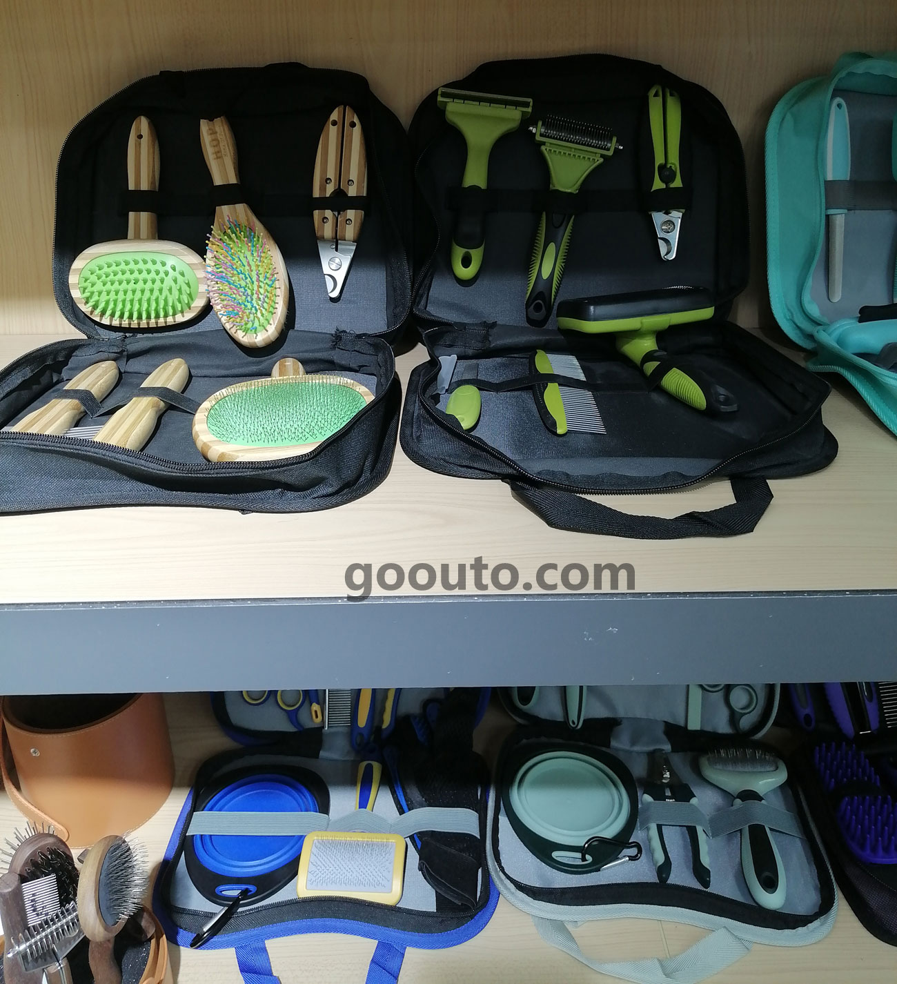 PG-001 Plastic TPR Professional Pet Grooming Kit Green Black 6PC Wholesale
