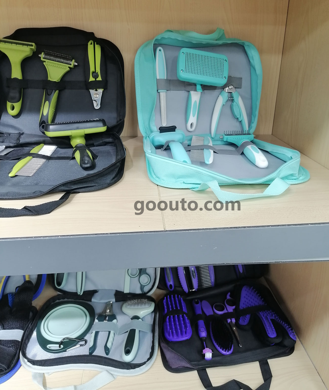 PG-002 Plastic Self-Cleaning Slicker Pet Grooming Kit Teal 5PC Wholesale
